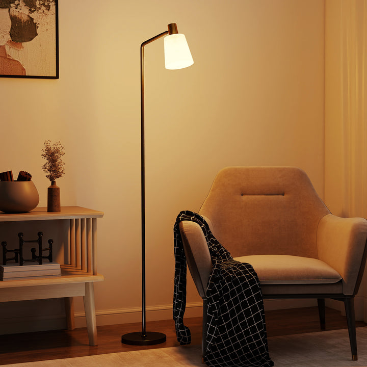 LED-gulvlampe til stuen, gulvlampe med 350° drejeligt hoved, fås i farvetemperaturer 3000K/4000K/6500K, sort