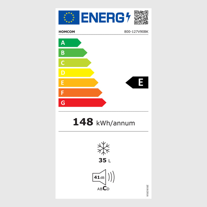 Minifryser 35 L, elektrisk, fritstående, 45 W, minifryser/minikøleskab, 41 dB, -14 til -24 ℃, 5-trins temperaturkontrol, 47 x 44,2 x 48,8 cm, sort