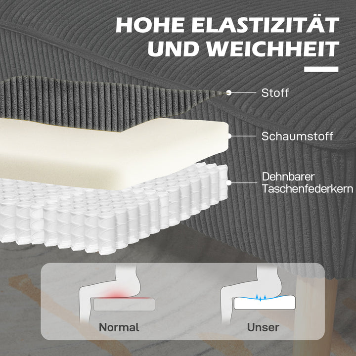 2-Personers polstret sofa, træ, fløjl polyester, skum, 117 x 56,5 x 77 cm, grå