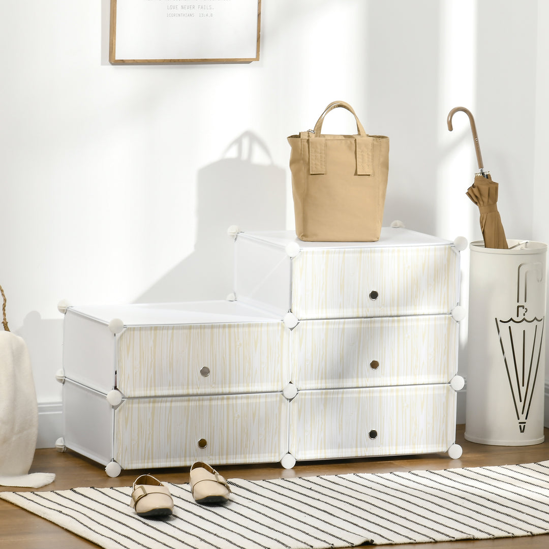 Modulært reolsystem til 12 par sko, 49 cm x 36,5 cm x 108 cm, hvid