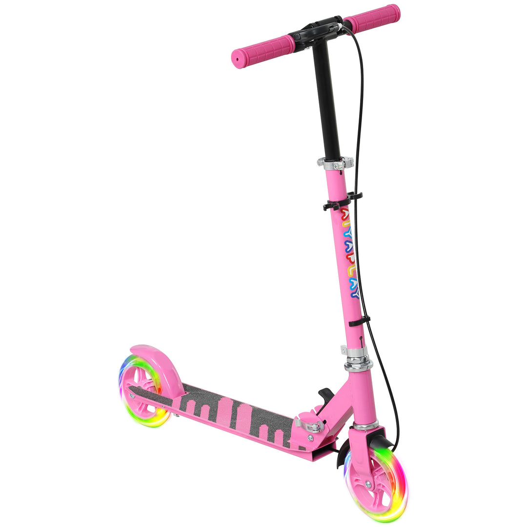 Børnescooter, dobbeltbremser, metalstel, fodstøtte, foldbar, 3-8 år, pink