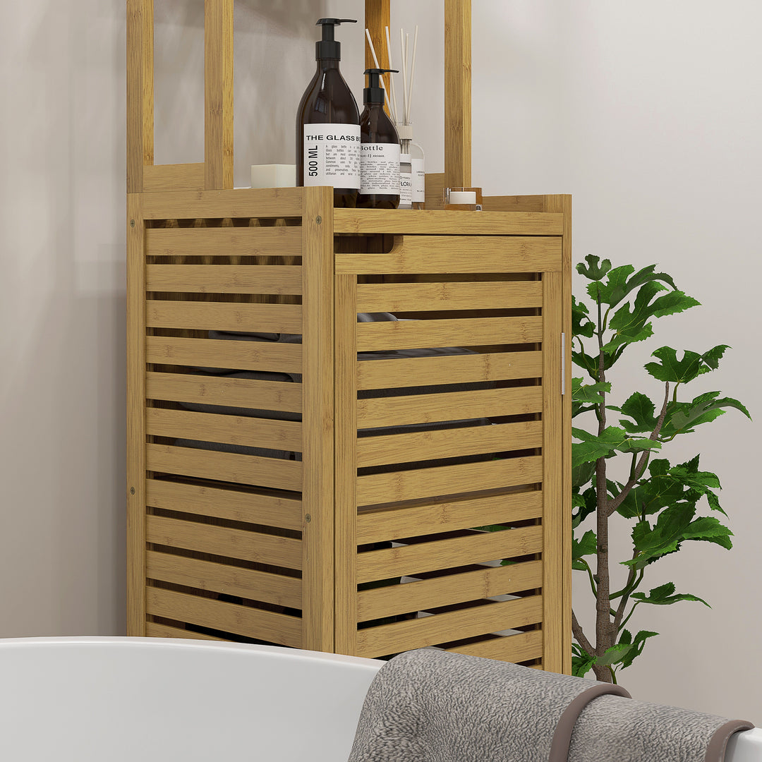 Badeværelseshylde, 3 hylder, 1 skab, 38,5 cm x 33 cm x 170 cm, natur