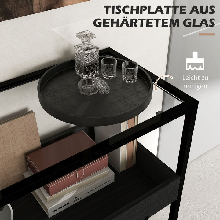 Konsolbord med 2 hylder, entrebord, entrekonsol, sort