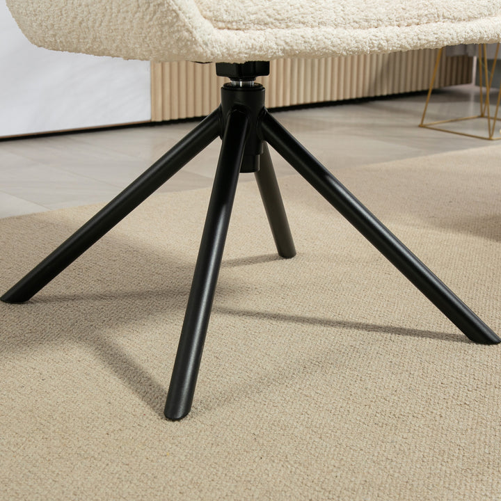 Lænestol, polstret stol med komfortabel sædeskal, drejelig, hyggeligt betræk, op til 120 kg, cremehvid