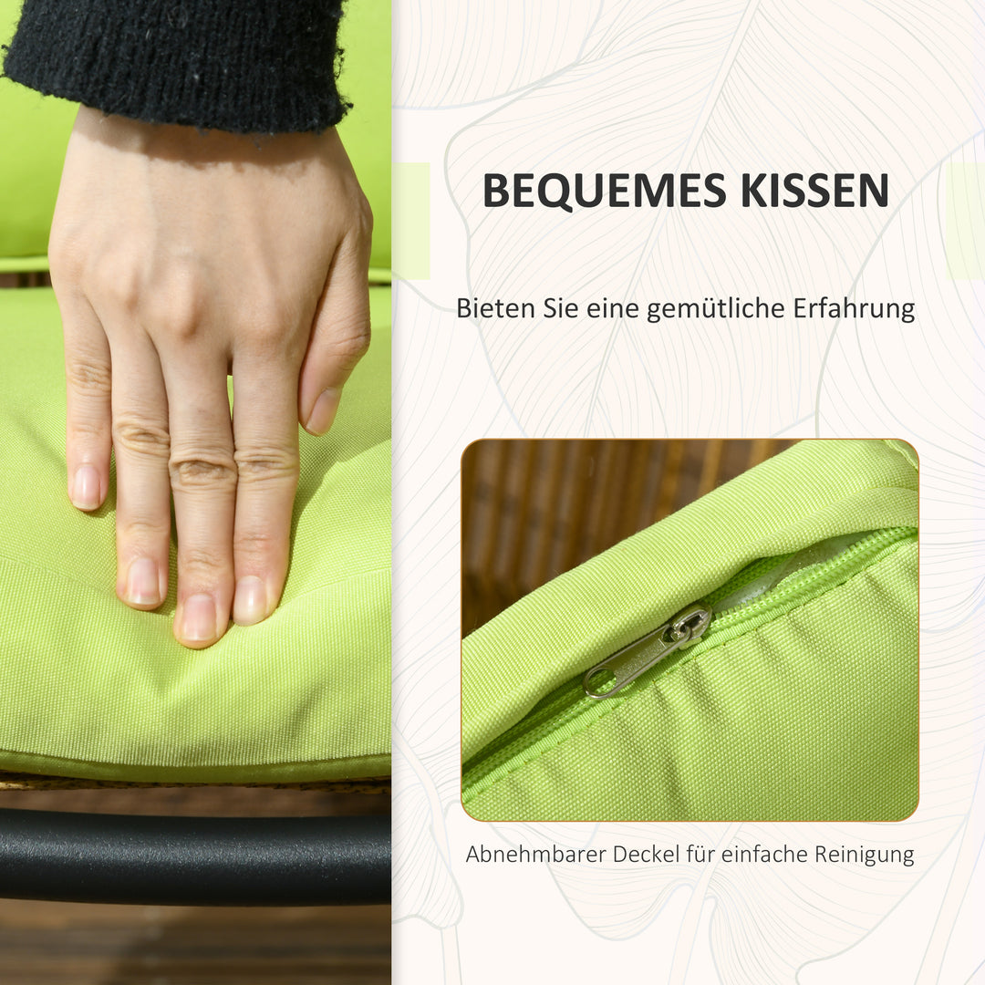 Rattan havemøbelsæt, 3 dele, sæde- og ryghynder, kunstig rattan, metalramme, grøn