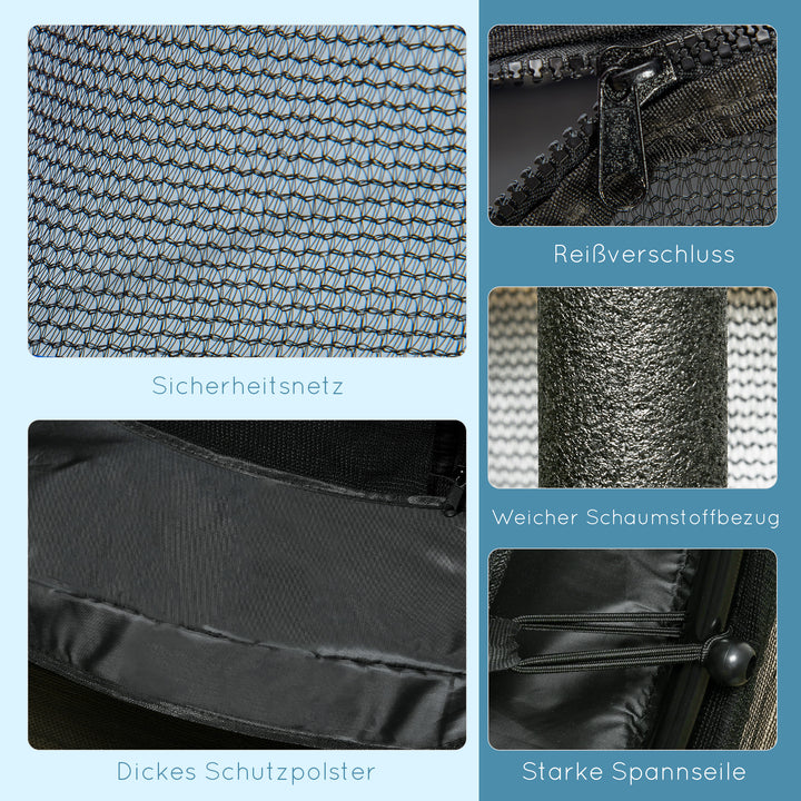 Børnetrampolin, 140 cm diameter, med sikkerhedsnet, til indendørs og udendørs brug, stål, plastik, lasteevne op til 50 kg, sort