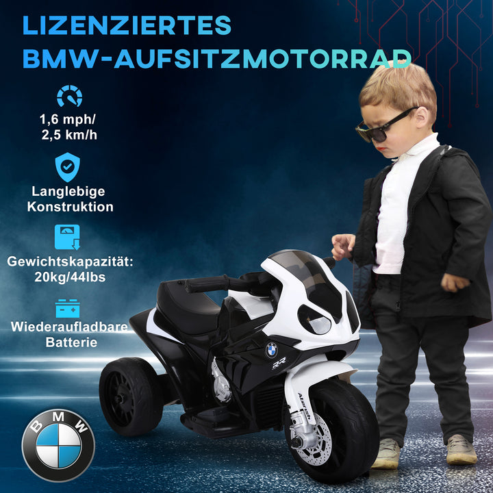 Elektrisk børnemotorcykel bmw s1000rr elmotorcykel med musik, forlygter, børns elmotorcykel til børn fra 18-36 måneder sort