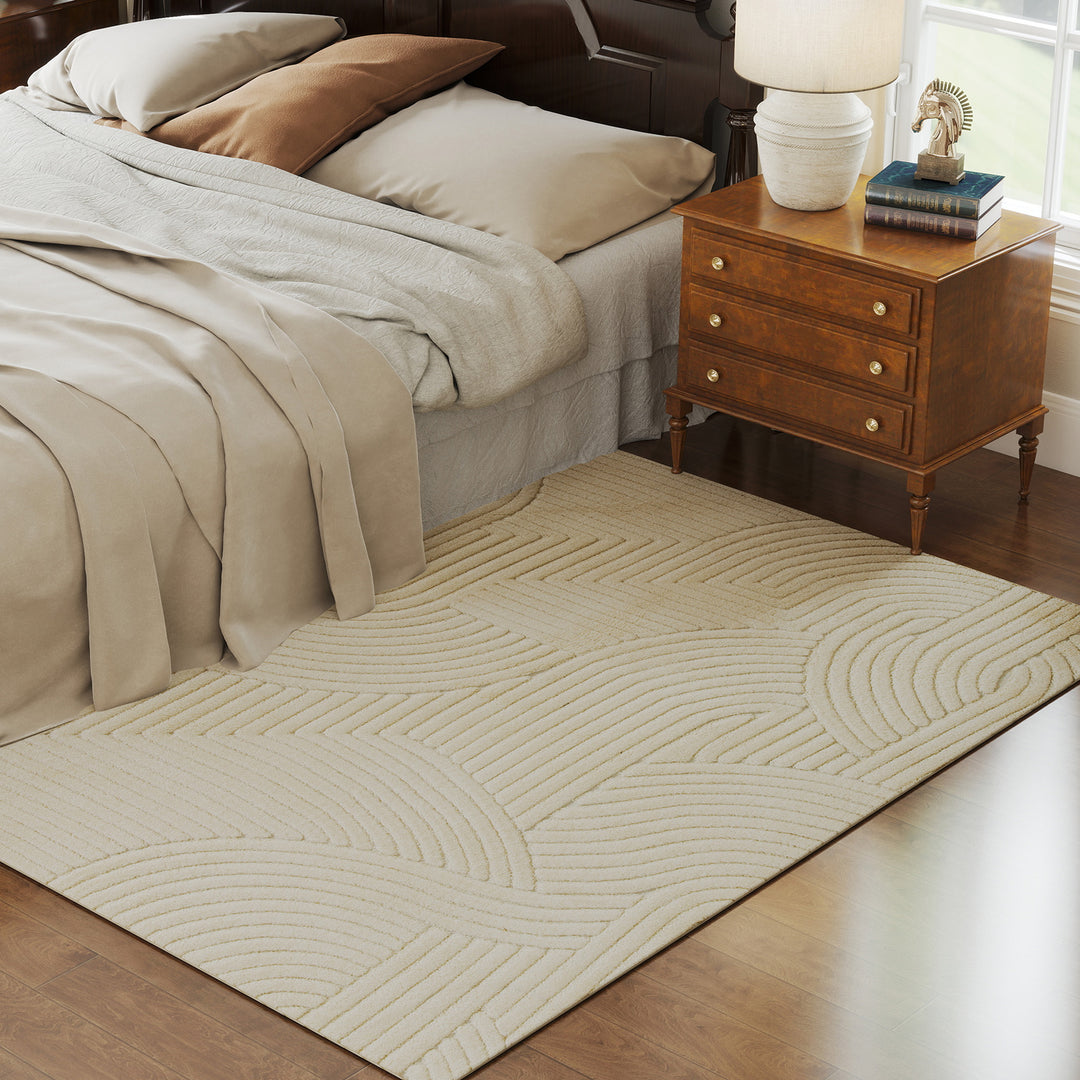 Maskinvævet tæppe, 15 mm højt, alsidigt, skridsikkert, cremehvidt