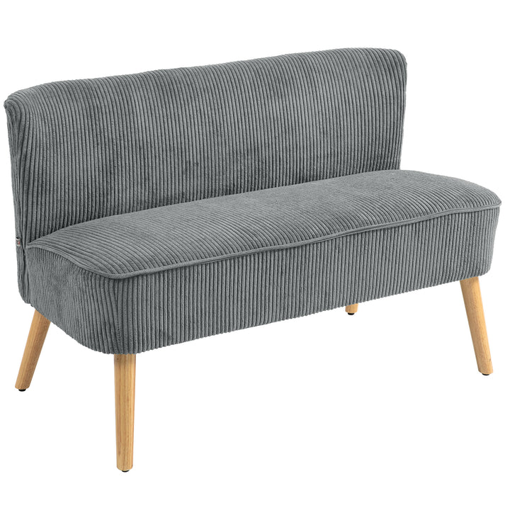 2-Personers polstret sofa, træ, fløjl polyester, skum, 117 x 56,5 x 77 cm, grå