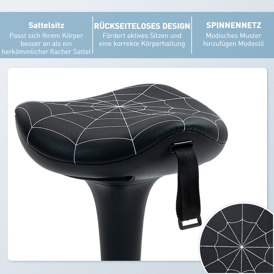 Kontorstol med drejefunktion, ergonomisk stol, højdejusterbar 65,5-83,5 cm, 120° vipbar, sort