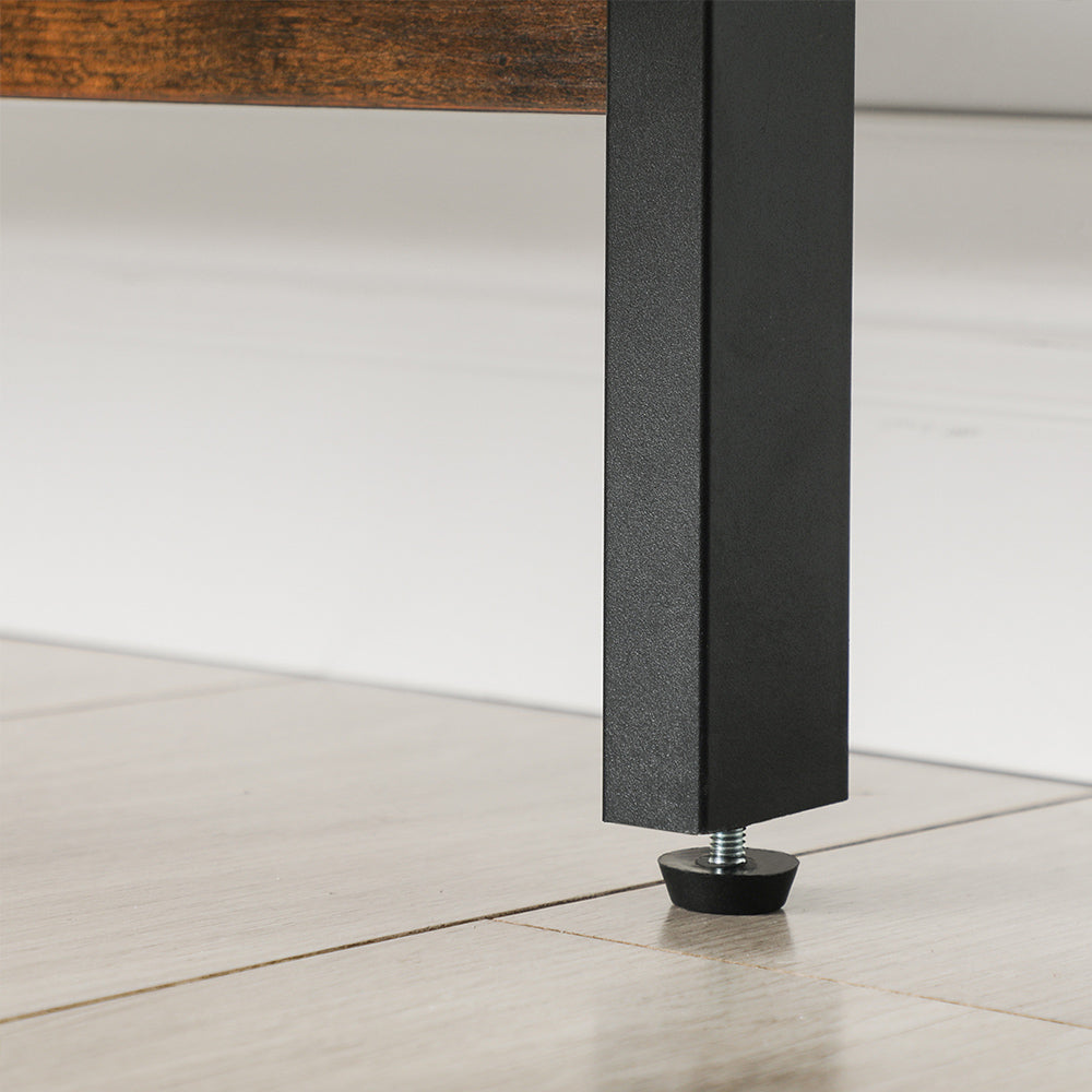 Stigereol, 4-lags bogreol til hjemmekontor, fritstående opbevaringshylder, metalramme, nem at samle, industriel, rustik brun og sort