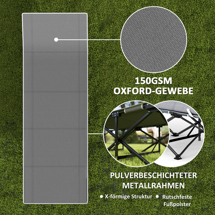 Sammenklappelig campingseng, feltseng med madras, ergonomisk, metalramme, sort