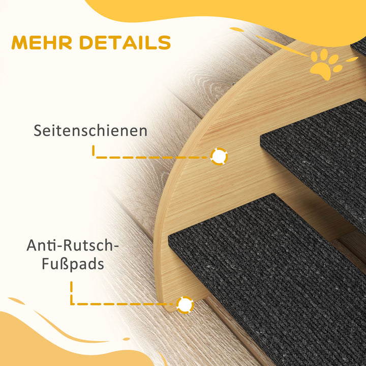 Kæledyrstrappe hundetrappe, 3 trin, lille hund, 38,5 cm x 38,5 cm x 30 cm, eg + sort