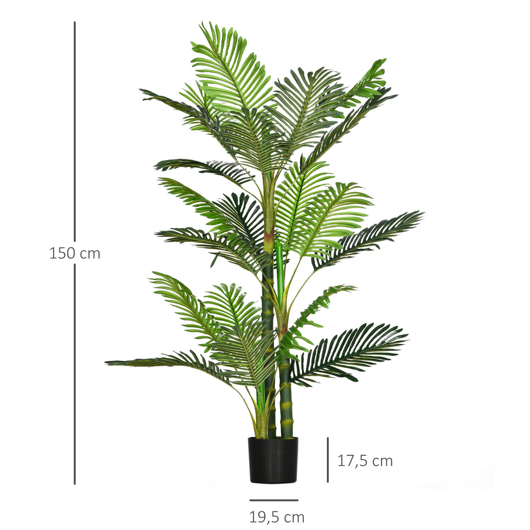 Kunstig palme med plantekasse, grøn + sort, 19,5 cm x 19,5 cm x 150 cm