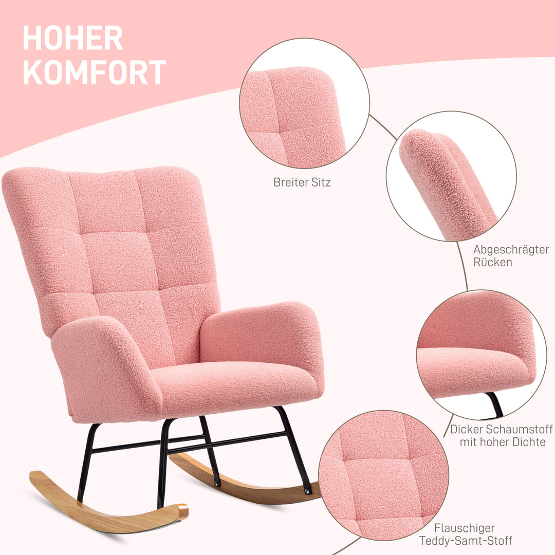 Gyngestol, hyggeligt betræk, tyk polstring, skridsikker, pink