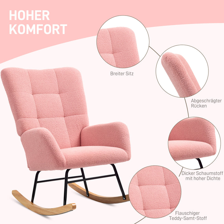 Gyngestol, hyggeligt betræk, tyk polstring, skridsikker, pink