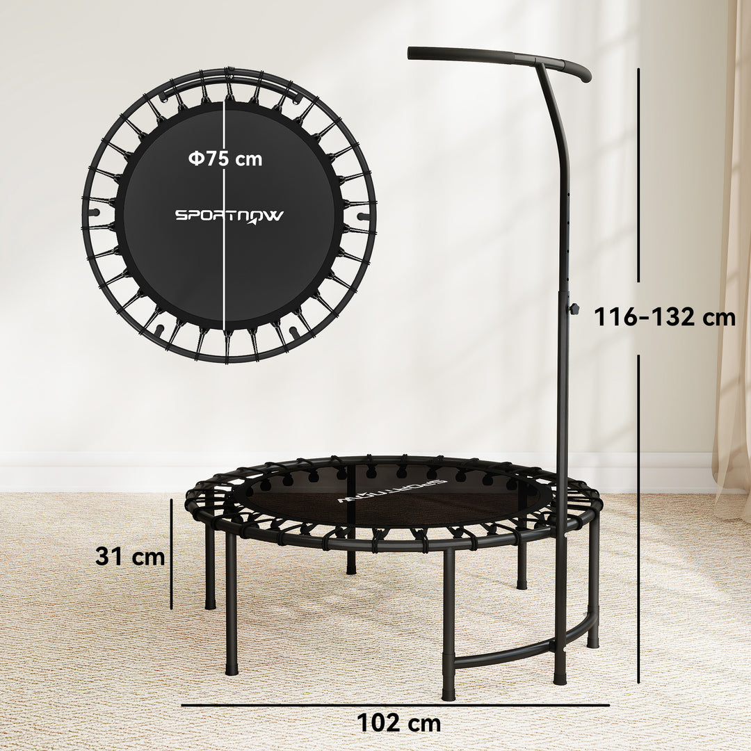 Rebounder-trampolin, 5-niveau justerbart håndtag, træningstrampolin, sort