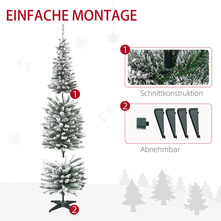Kunstigt juletræ, 210 cm, snedækkede PVC-grene, foldbart, metalfod, grøn/hvid