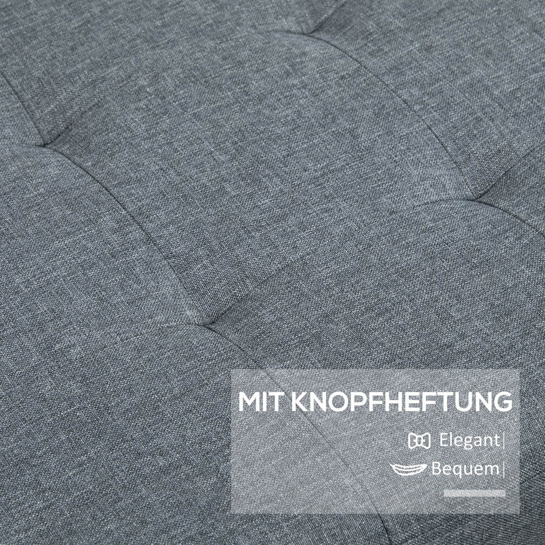 Bænk med opbevaring, fodskammel, entrébænk, knapsyninger, 125,1 cm x 48,9 cm x 41,3 cm, grå