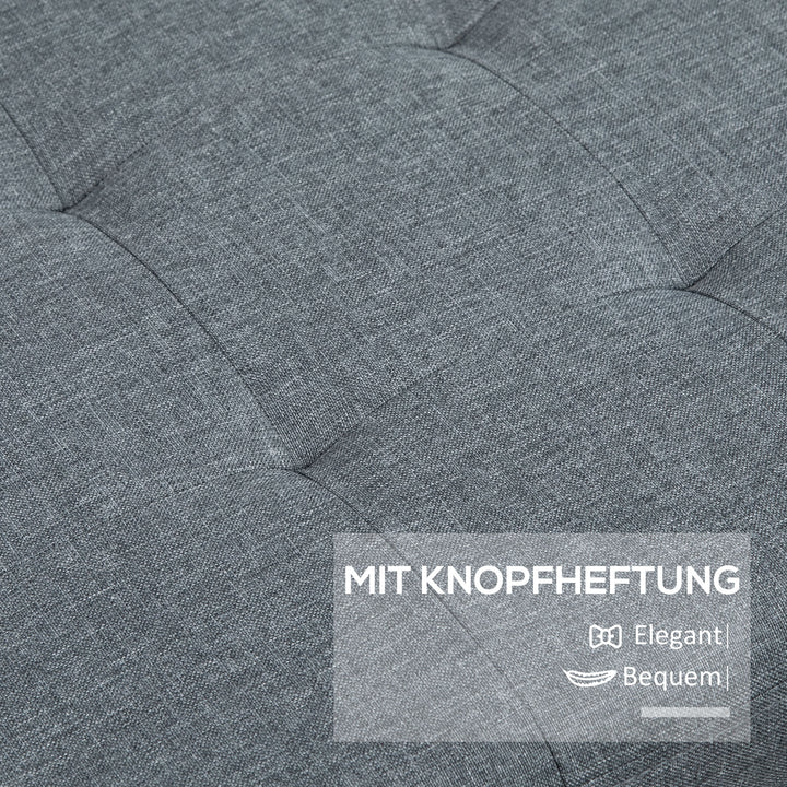 Bænk med opbevaring, fodskammel, entrébænk, knapsyninger, 125,1 cm x 48,9 cm x 41,3 cm, grå