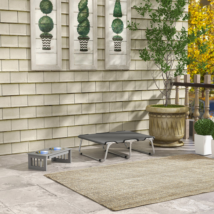 Hundeseng, foldbar, robust og komfortabel, op til 10 kg, 71 x 58 x 20 cm, grå