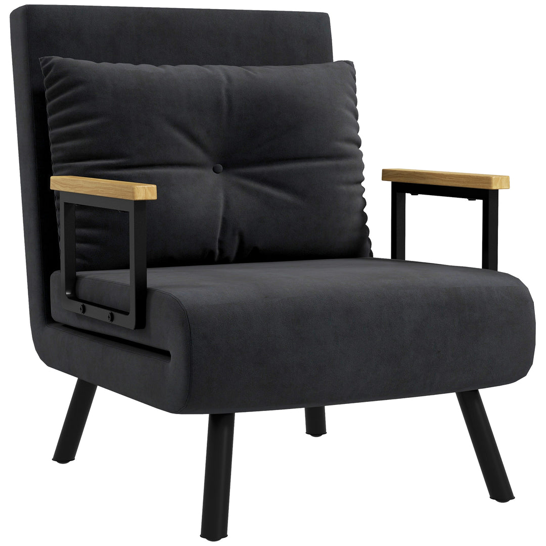 Lænestol i skandinavisk design, loungestol, læsestol. Inkluderer hynde med knaplukning, sort.