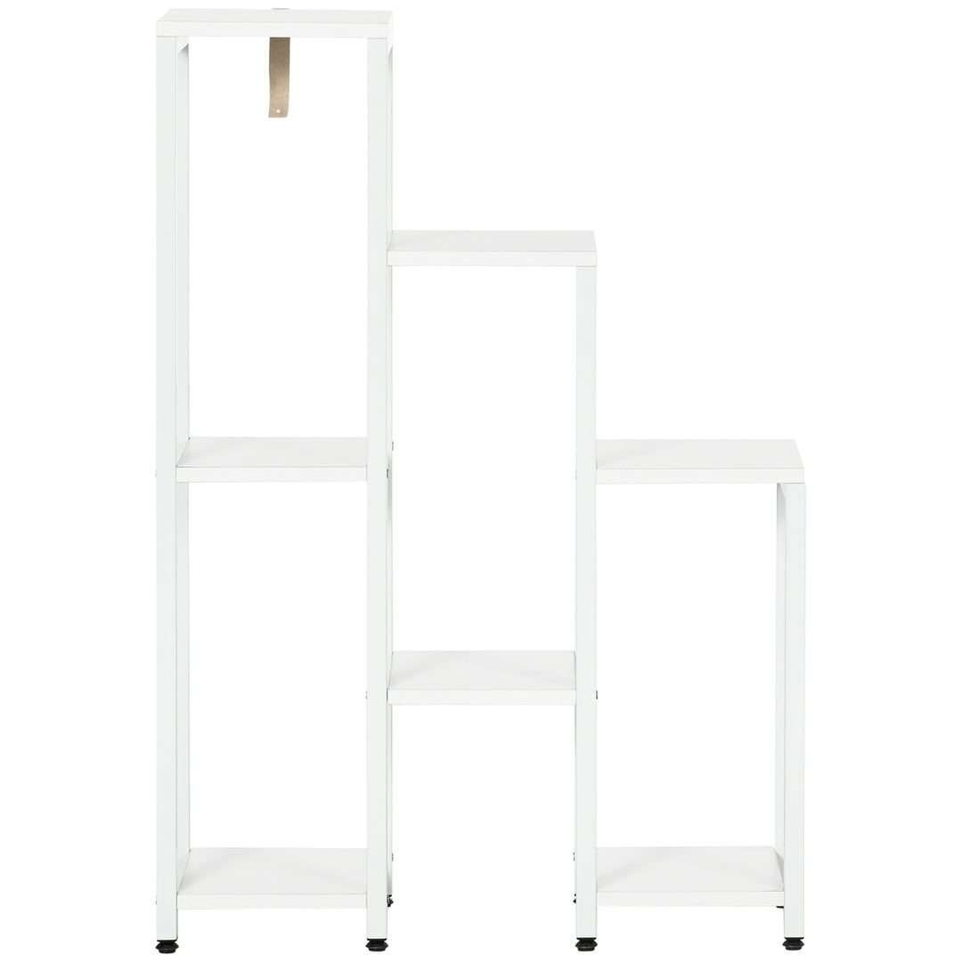 Blomsterstativ, plantestativ, 7 etager, til indendørs og udendørs brug, stål, hvid, 65 x 23 x 94,5 cm