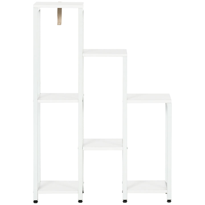 Blomsterstativ, plantestativ, 7 etager, til indendørs og udendørs brug, stål, hvid, 65 x 23 x 94,5 cm