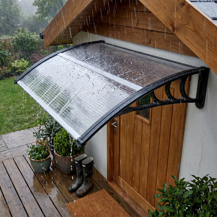 Markise til fordør 100 x 75 cm, hængende markise, transparent polycarbonat