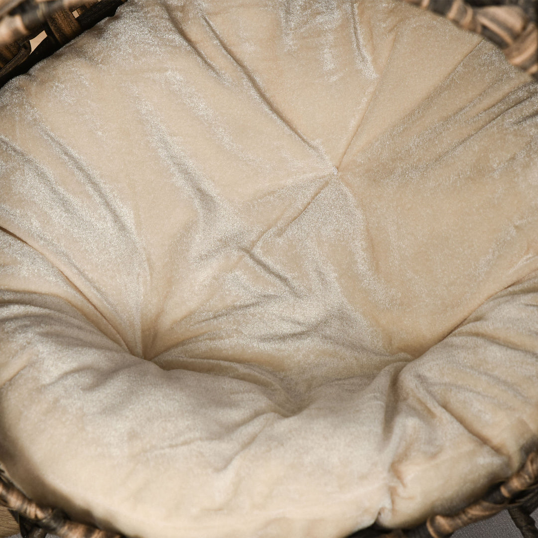 Rattan kattehus med hynde katte soveplads kattehule med hævede fødder brun 52 x 58 cm