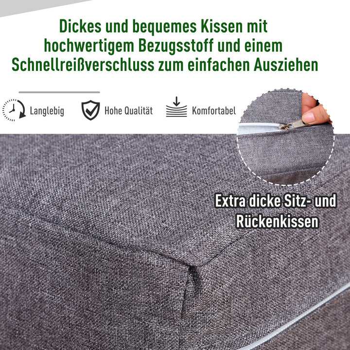 Havemøbelsæt med fire dele, siddegruppe, sofa med sædehynder, bord med opbevaringsplads, polyester, grå, 138 x 69 x 63 cm