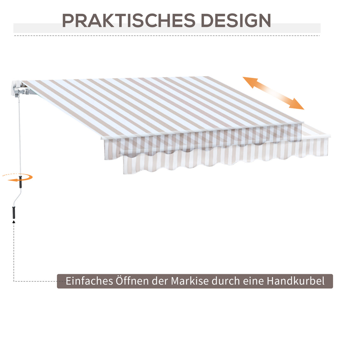 Markise med håndsving, foldearmsmarkise, solafskærmning, vægmontering, balkon, aluminium Berge 3 x 2,5 m