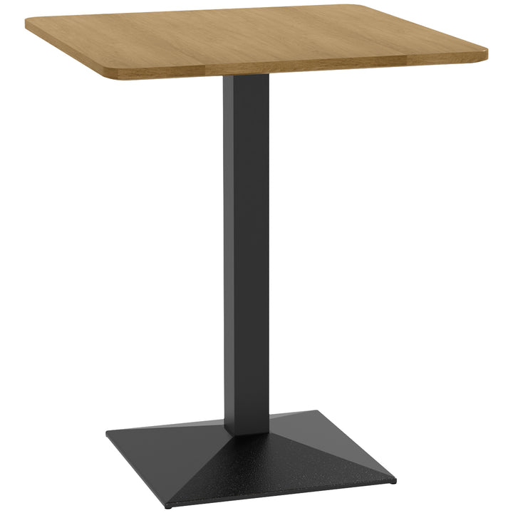 Spisebord, firkantet køkkenbord til 2 personer, spisebord med trælook, stålfod, 70 x 70 x 75 cm, mørkebrun
