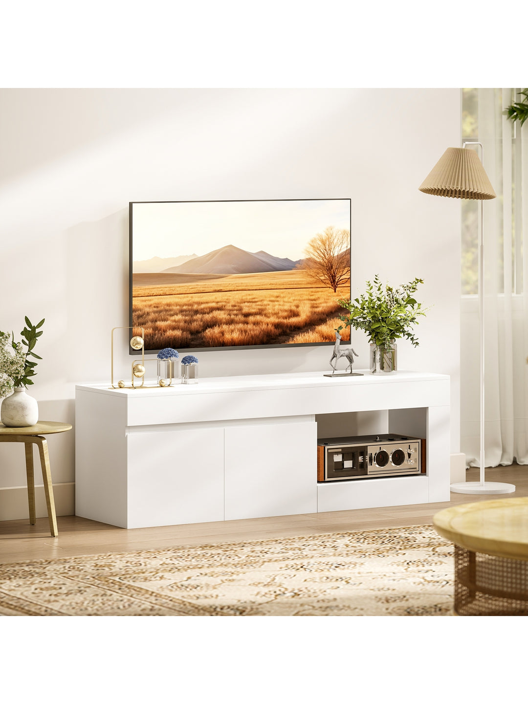 TV-skab med 2 låger, soft-close-funktion, hvid, 140 x 40 x 48 cm