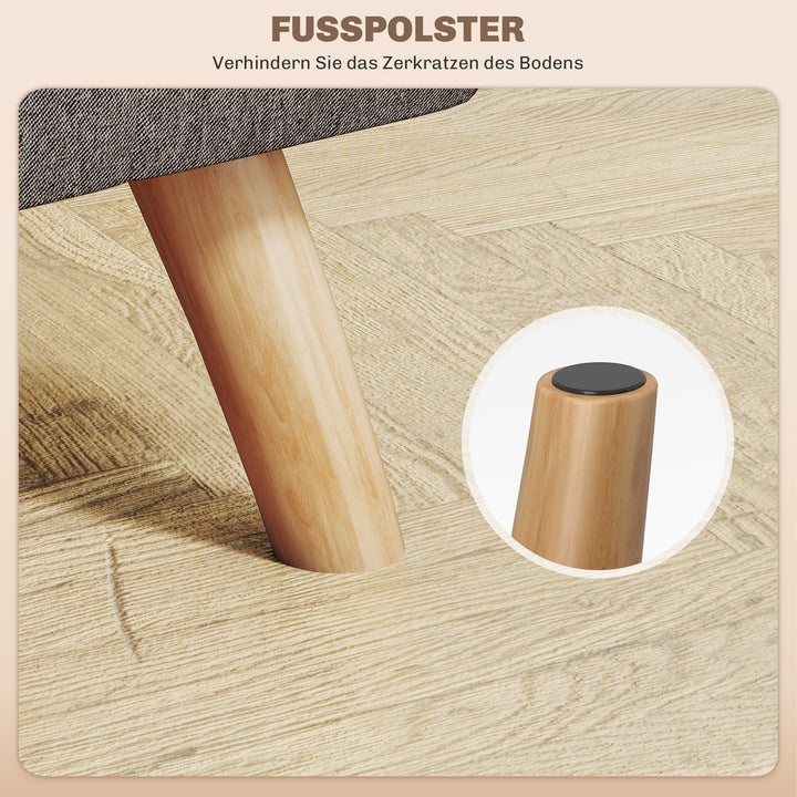 Fodskammel med polstring, linnedlook, træben, bæreevne op til 110 kg, grå