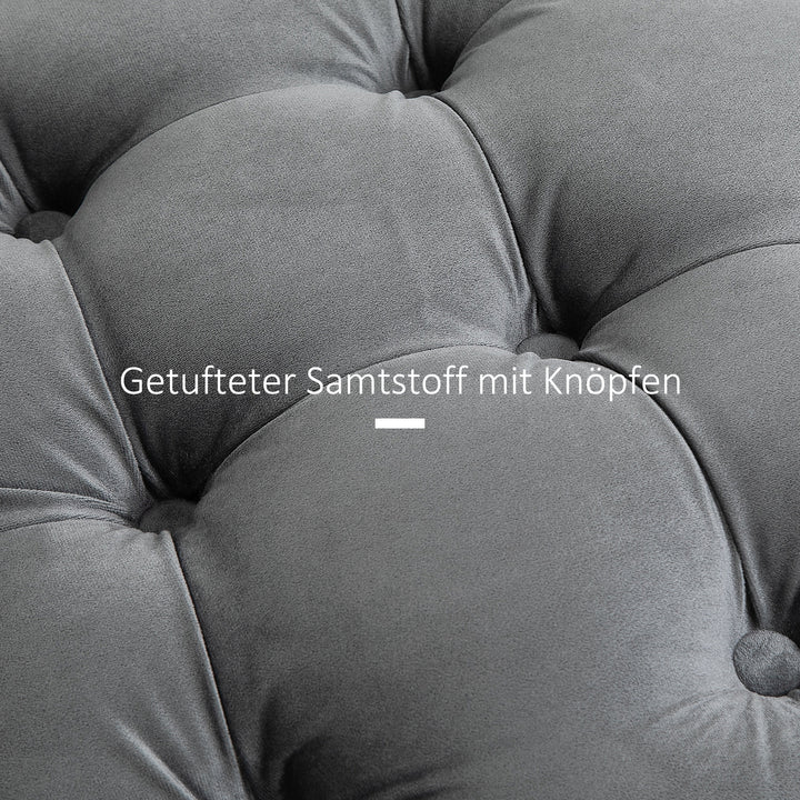 Vintage skammel, fodskammel, kommodebænk, fodskammel med opbevaringsplads, polstret skammel, metal, skum, antracitgrå, 55 x 55 x 42 cm