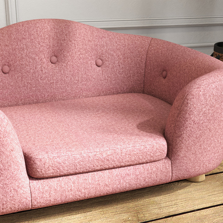 Kæledyrssofa hundemåtte hundeseng hundesofa hundesofa kattesofa med hynde baglomme plysskum fyrretræ pink 70 x 47 x 30 cm