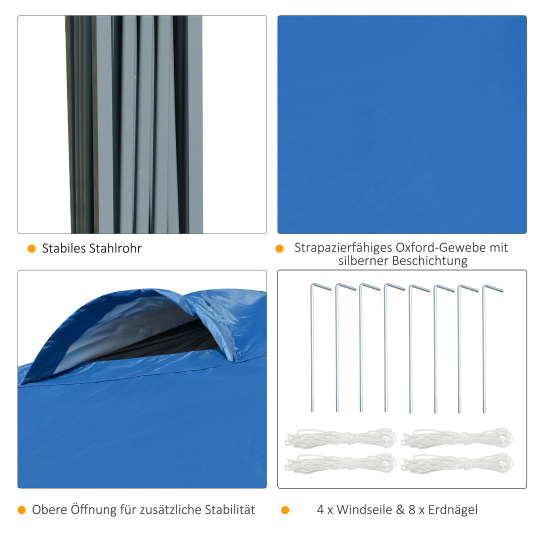 Havepavillon, foldbar pavillon, partytelt, havetelt inklusive pløkker og barduner, oxfordstof, 2,95 x 2,95 x 2,64 m, blå