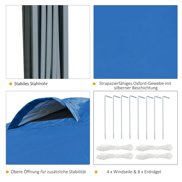 Havepavillon, foldbar pavillon, partytelt, havetelt inklusive pløkker og barduner, oxfordstof, 2,95 x 2,95 x 2,64 m, blå
