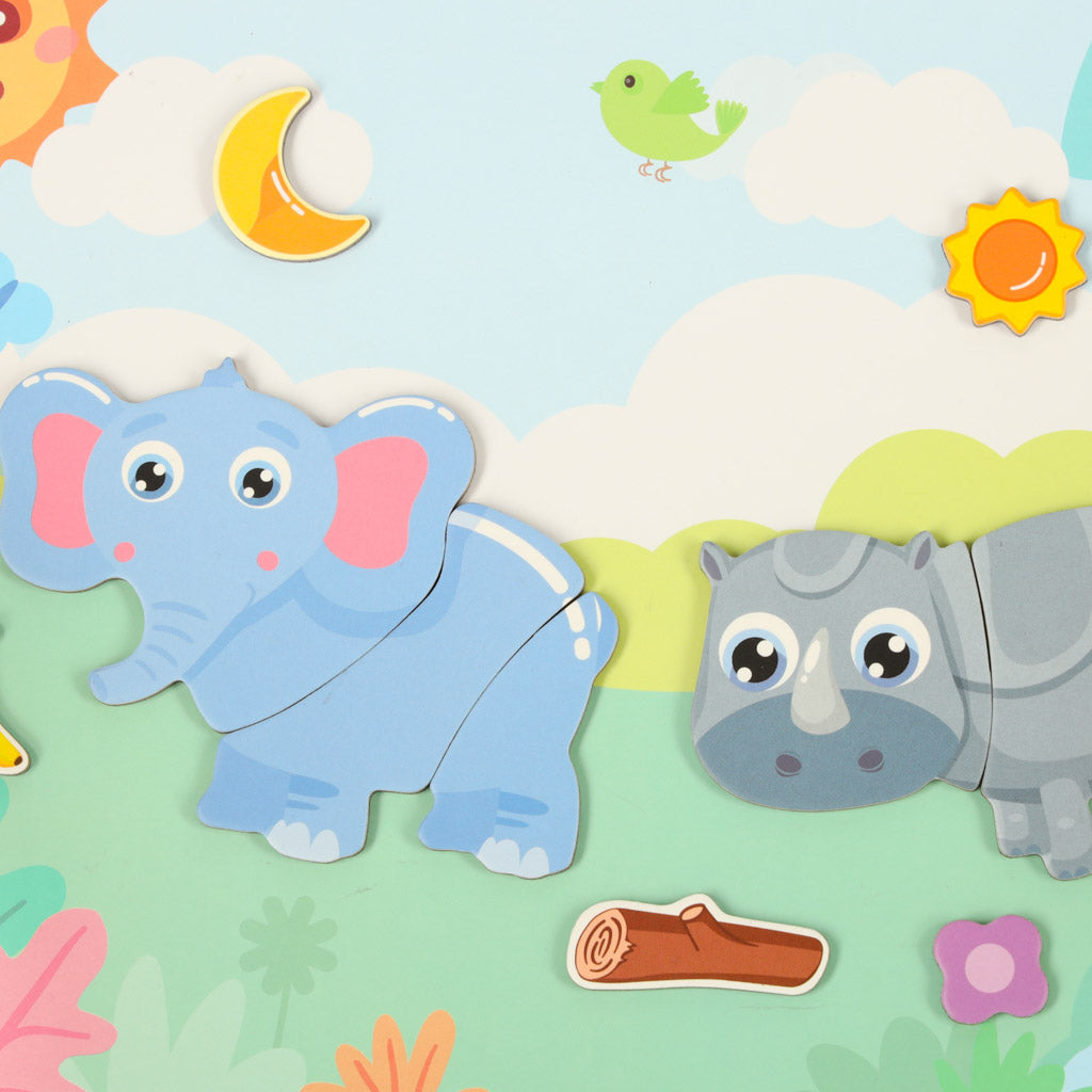 Magnetisk puslespil med dyr, safari 47el.