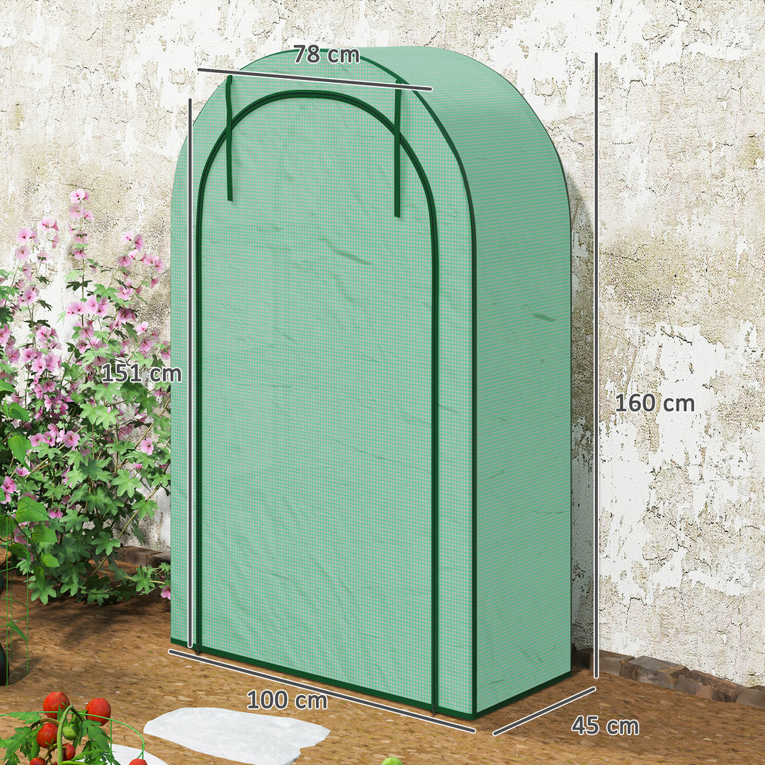 Mini drivhus, 4-etagers drivhus med plastdæksel, bærbart, rulleport, 100 x 45 x 160 cm, grøn