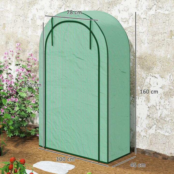 Mini drivhus, 4-etagers drivhus med plastdæksel, bærbart, rulleport, 100 x 45 x 160 cm, grøn