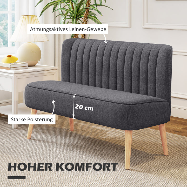 2-personers sofa, blød polstring, letplejeligt betræk, op til 220 kg, 117 x 56,5 x 77 cm, mørkegrå