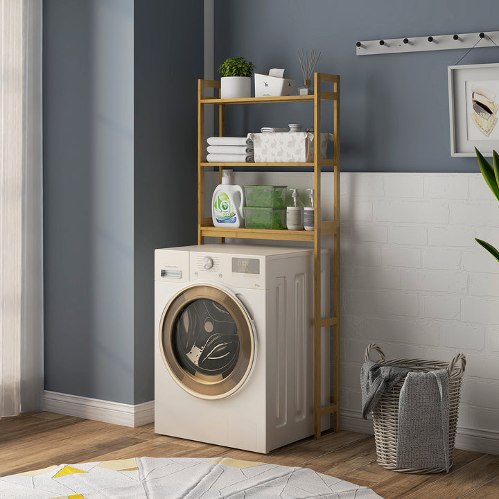 Badeværelsesreol, toilethylde, 3 hylder, vandafvisende, 68 cm x 20 cm x 165 cm, naturfarvet