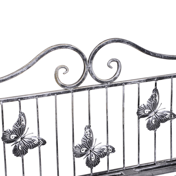 Plantehylde plantestativ blomsterhylde blomsterstativ blomstertrappe havehylde 3 niveauer metal sølvgrå 44 x 25 x 96 cm