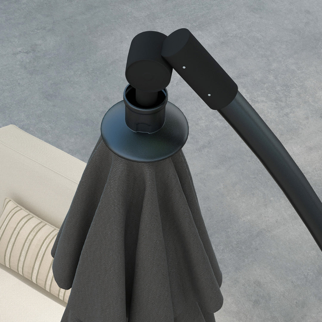 Parasol fritbærende parasol, inklusive krydsfod, 293 x 293 x 260 cm, grå