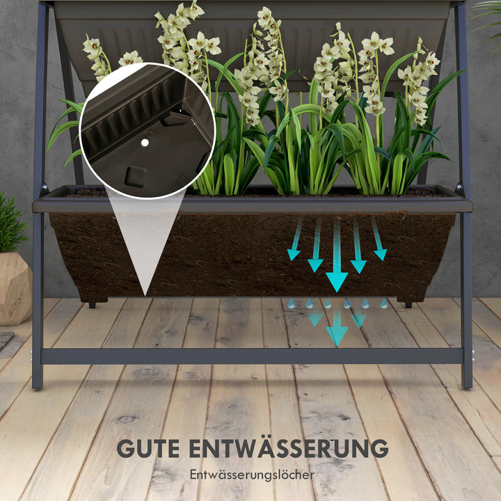 Plantestativ, blomsterstativ, plantehylde, stabelbar, vejrbestandig, 76 cm x 79 cm x 162 cm, brun