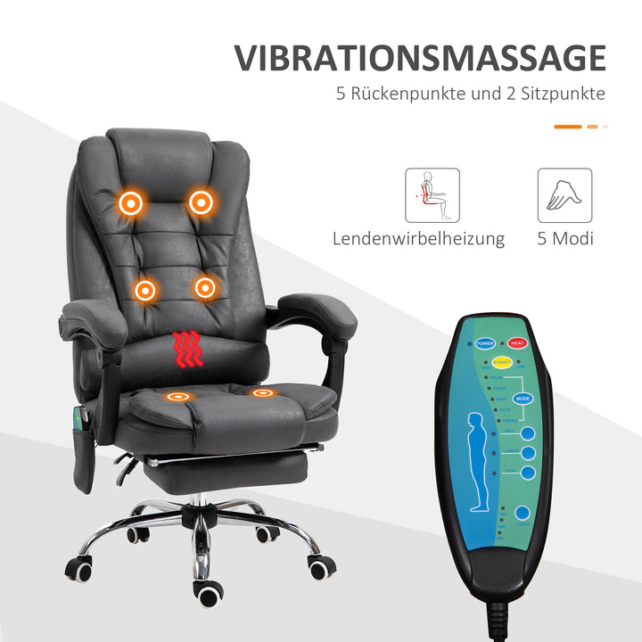Kontorstol med massagefunktion, ergonomisk, 65x160x104cm, grå