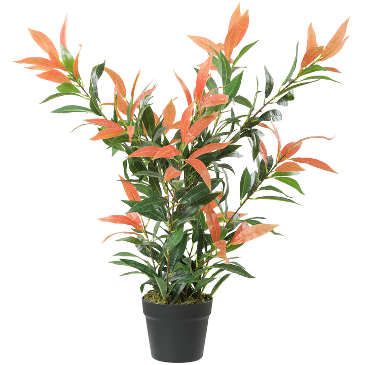 Kunstig Photinia 90 cm kunstig plante med 300 blade, justerbare grene, 45 x 45 x 90 cm, rød+grøn