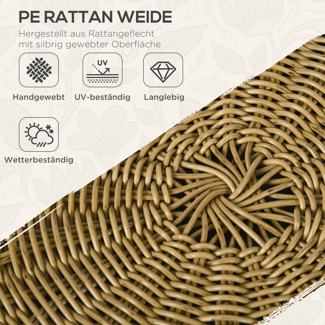 Rattan loungesæt udendørs siddegruppe, boho stil, 5-delt sæt, 145 x 70 x 78 cm, creme + natur + sort